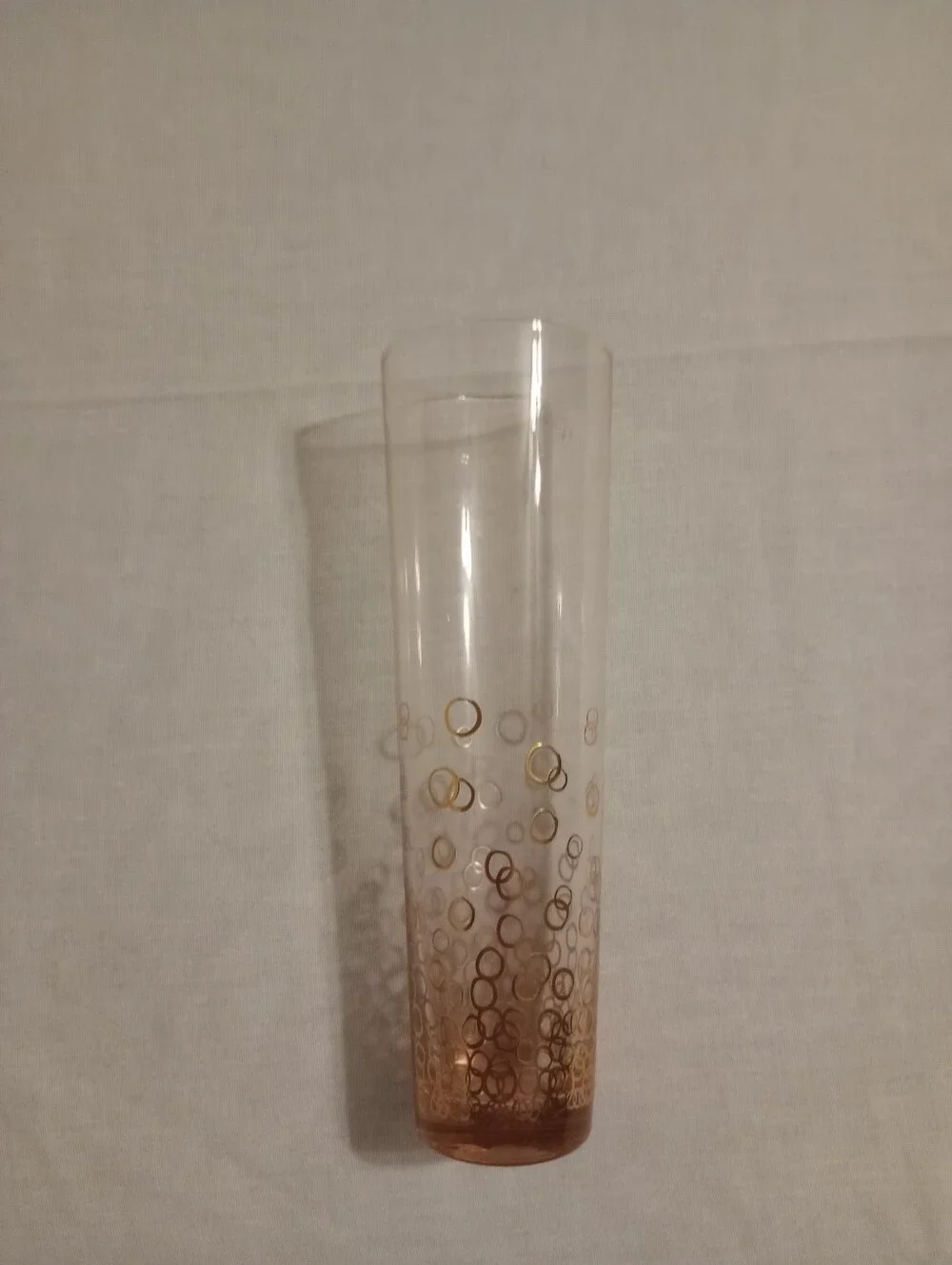 Pink & Golden Circles Tall Water/Ice Tea Drinking Glasses-Set Of 2- New